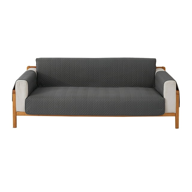 Xiao Hua Funda de sofá impermeable de doble cara para sala de estar, cojín para sillón de 3 plazas, color gris oscuro, fácil de lavar, funda protectora para sofá