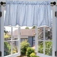 thumbnail image 3 of Cortina de ventana a cuadros Buffalo Check duradera con bolsillo para barra para dormitorio, privacidad y sol Azul 150x60cm, 3 of 8