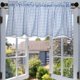 thumbnail image 3 of Cortina de media altura para baño, cocina, ventana de encaje, bolsillo para barra a cuadros, estilo bistró y pub. Azul 150x45cm, 3 of 8