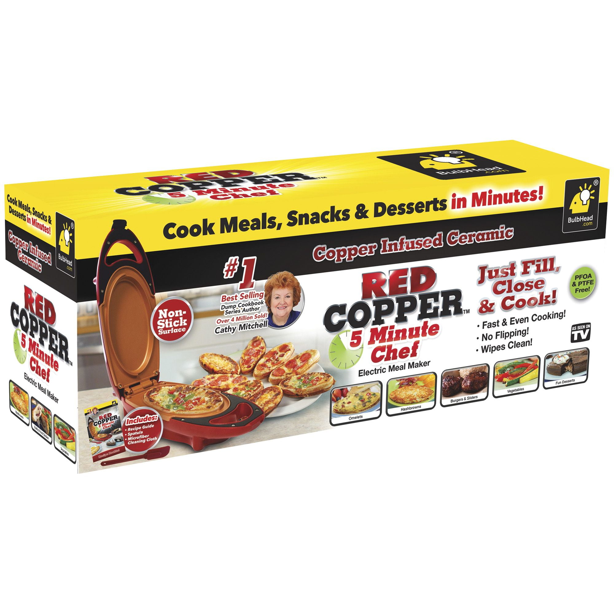 copper 5 minute chef electric skillet red