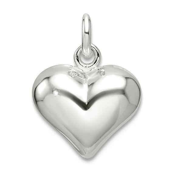 925 Sterling Silver Polished Puffed Love Heart Pendant Necklace 14.4x11.75mm Wide Pendant for Women