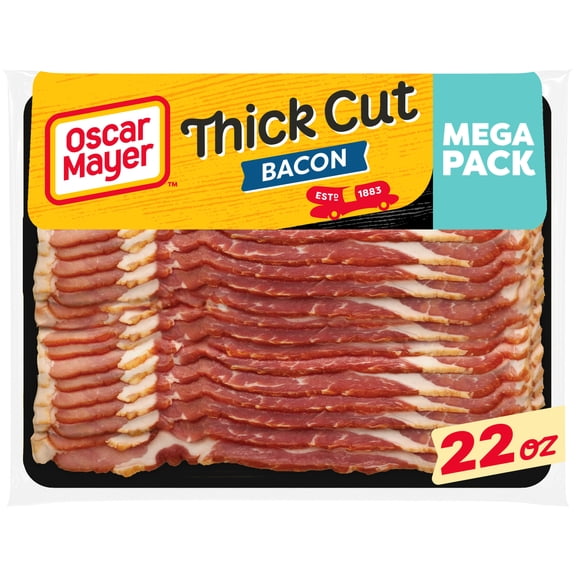 Oscar Mayer Naturally Hardwood Smoked Thick Cut Bacon Mega Pack, for a Low Carb Lifestyle, 22 oz Pack