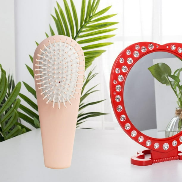 con cojín de aire, lindo portátil antiestático, desenredante, cepillo cabello para cabello , hogar, viajes, damas, mujeres Rosado