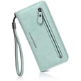 thumbnail image 1 of Women'S Wallet Large Wallet Women'S Long Wallet Large Capacity Leather Case Card Compartment Wallet Cell Phone Pocket With Hand Strap Elegant Wallet - Green, 1 of 7