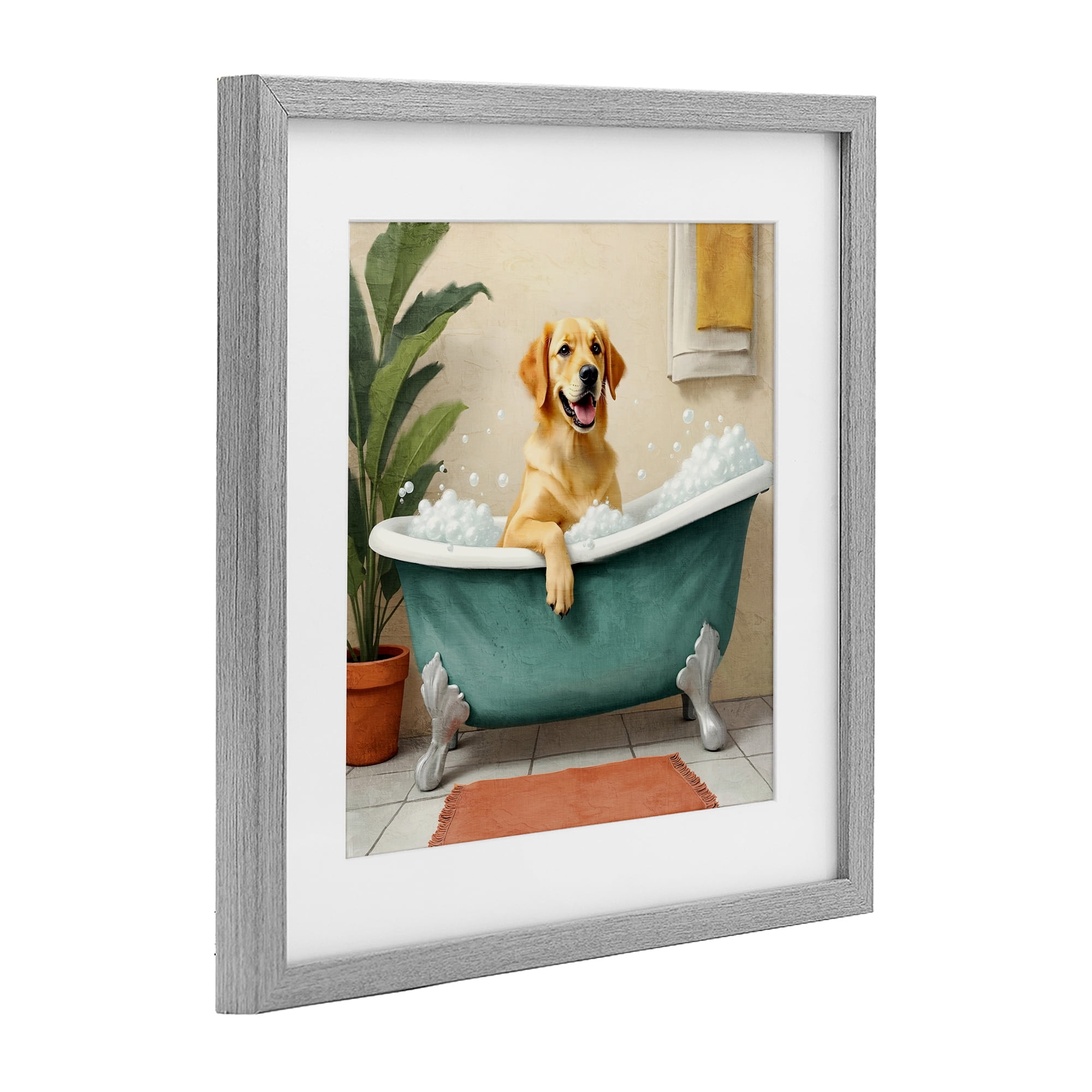 Stupell Industries Bubble Bath Labrador Dog Gray Framed Print Under Glass, design by Kim Allen