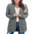 thumbnail image 1 of PENGXIANG Women Cable Knitted Cardigan Outwear Solid Color Long Sleeve Open Front Sweater Jacket with Pockets, 1 of 6