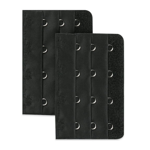 Unique Bargains 2pcs Lady Bra Extender 4 Hook 3 Rows Stap Extension Bucket Black