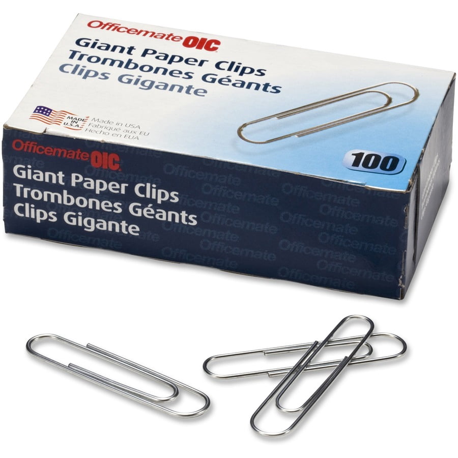 Officemate Giant Paper Clips - Giant - 1000 / Pack - Silver - Steel