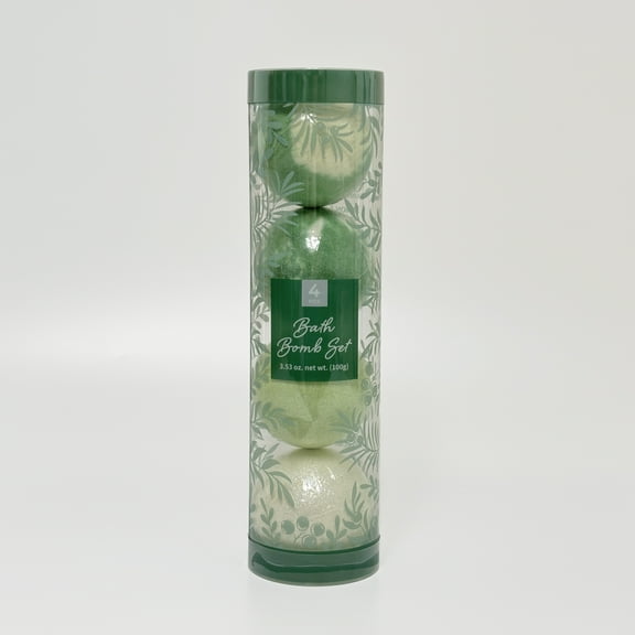 Bath Bomb Gift Set for Women, 4 Pieces Bath and Body Gift Set with Citrus, Freesia White Peach, Mango Pineapple, and Twisted Peppermint Scents- Green