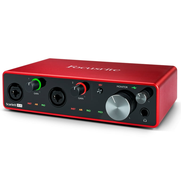 Focusrite AMS-SCARLETT-4I4 Scarlett 4i4 3rd Gen 4-in, 4-out USB Audio  Interface Bundle with 2x Deco Gear XLR Male to XLR Female Cable, Universal  Pop