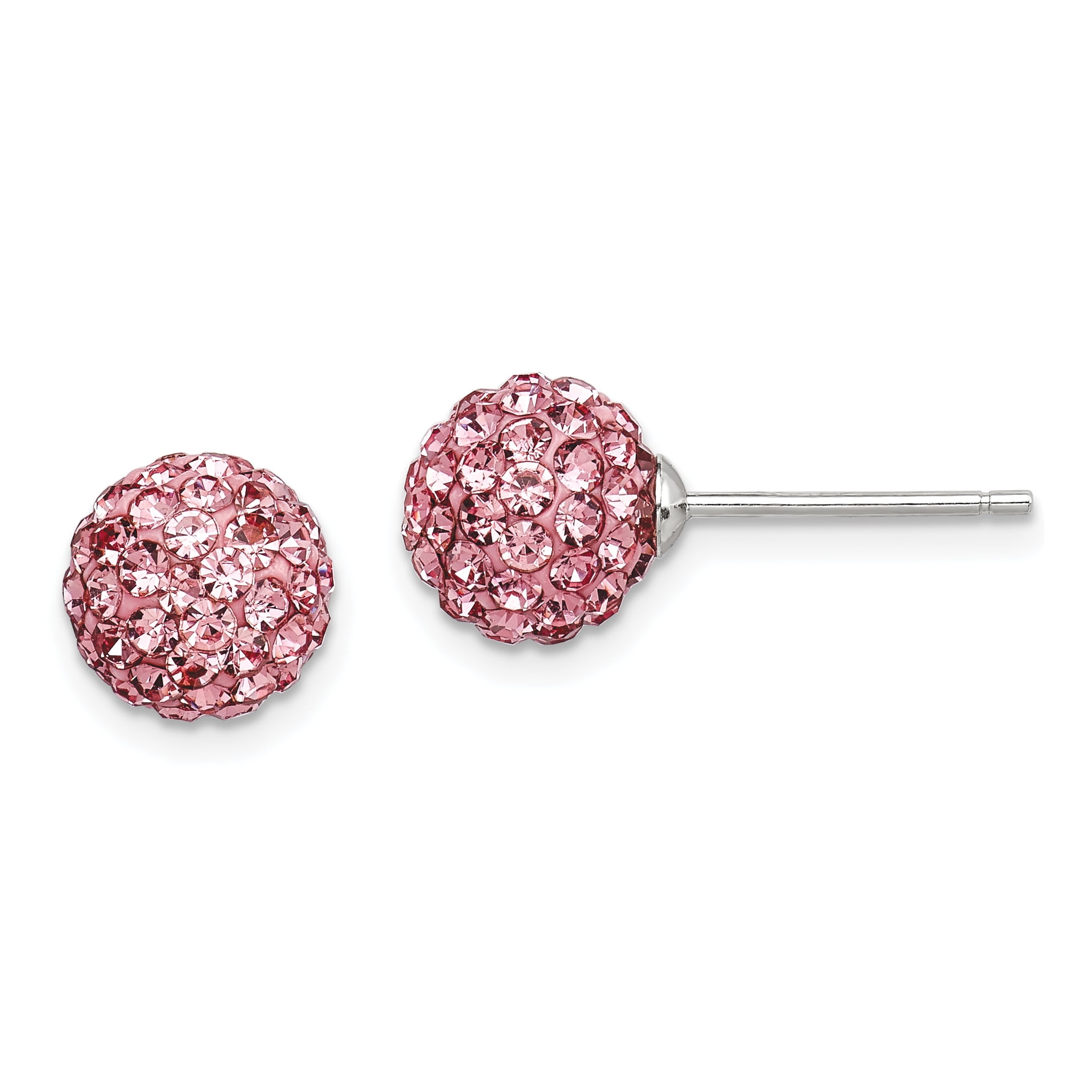 925 Sterling Silver 8mm White Czech Crystal Post Stud Earrings Ball Button Fine Jewelry Gifts For Women For Her