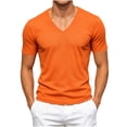 thumbnail image 2 of HAOTAGS Men’s V-Neck Short Sleeve Running T-Shirt Breathable Mesh Fabric Moisture-Wicking Lightweight & Sporty Fit Tops Orange Size XL, 2 of 10