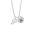thumbnail image 2 of Delight Jewelry Silvertone Small Gelato Script Initial - P - Silvertone Script Initial Disc - H - Charm Necklace, 20"+3", 2 of 4