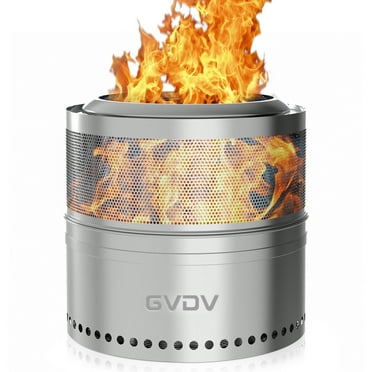 GVDV 20" Fire Pit for Camping Smokeless, Collapsible Stainless Steel Heater with Bag