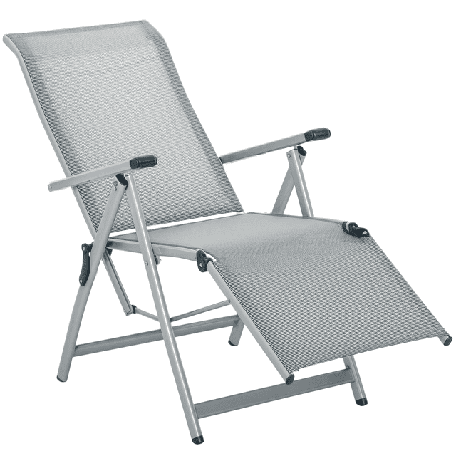 Outsunny Foldable Lounge Chair with Adjustable Backrest and Footrest - Set of 1, Grey