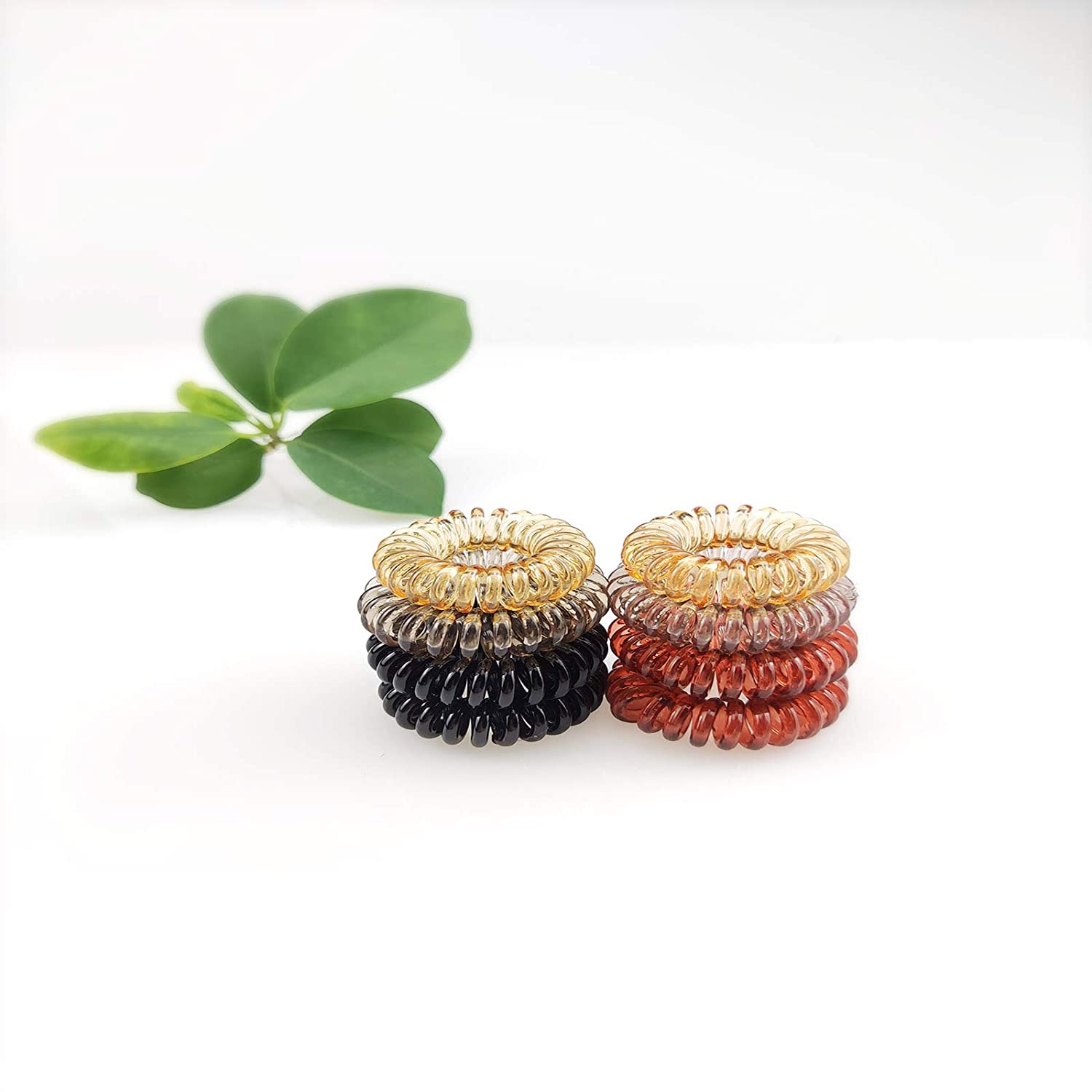 Spiral Hair Ties (8 Pieces), Coil Hair Ties for Thick Hair, Ponytail Holder Hair Ties for Women (four Colors), No Crease Hair Ties, Phone Cord Hair Ties for all Hair Types with Plastic Spiral. - image 2 of 7