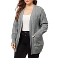 thumbnail image 4 of Agnes Orinda Women's Plus Size Sweaters Long Sleeve Open Front Cardigans with Pockets 3X Gray, 4 of 5