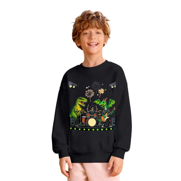 WOYY Toddler Boys Long Sleeve Graphic Sweatshirt Casual Loose Pullover Top, Sizes 3-4T