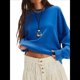 thumbnail image 2 of Sudaderas para Mujer, Suéteres de Cuello Redondo de Gran Tamaño, Blusas de Larga, Ropa de Otoño Invierno 2025 Azul Colorido XL, 2 of 9