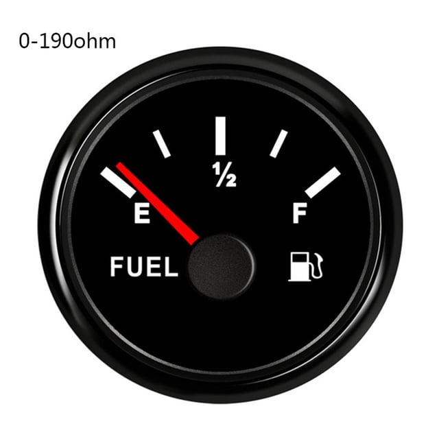 52mm 2'' Fuel Level Gauge 0~190 ohm With Red Backlight E-1/2-F For Boat Car Fuel Level Indicator