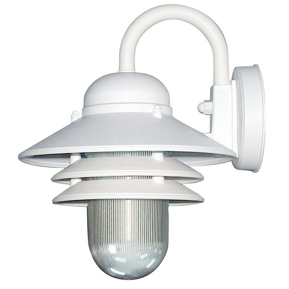 Sunlite Nautical Style Outdoor Wall Fixture, Medium Base Socket (E26), Weatherproof Polycarbonate, Prismatic Acrylic Lens, UL Listed, White Finish