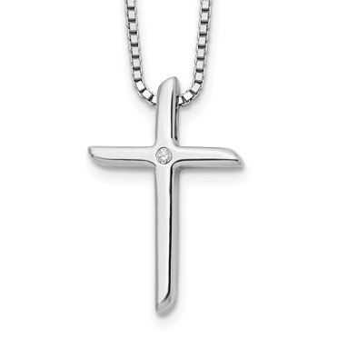925 Sterling Silver Diamond Cross Necklace Fine Jewelry For Women Gifts For Her, 18"