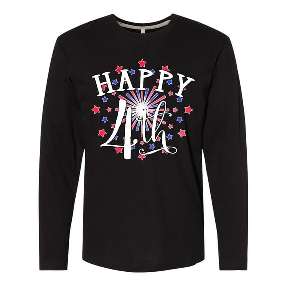 Inktastic Happy 4th- Fourth of July firework Long Sleeve T-Shirt