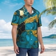 thumbnail image 3 of Pofeuu Watercolor Blue Marbled Print Hawaiian Shirt for Men Sleeves Casual Button Down Summer Beach Dress Shirts T-Shirts,XX-Large, 3 of 7