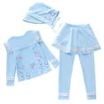 thumbnail image 4 of Shadoumai Girls Swimsuits 3 Piece Bathing Suit Bikini Set with Sporty Shorts and Sunglasses Beach Swimwear for Girl 8-15 Years, 4 of 6
