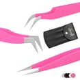 thumbnail image 1 of SIVOTE Pinces à Cils pour Extensions de Cils pour Volume, Isolation & Cils Classiques, Lot de 3, Rose, 1 of 7