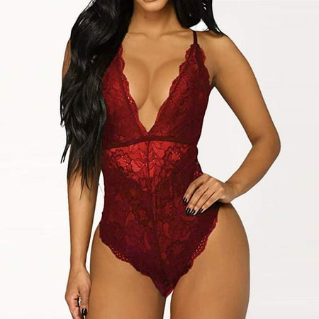 

Vedolay Lingerie For Women Naughty Sex Leopard Cami Camisole Lingerie Set Red L