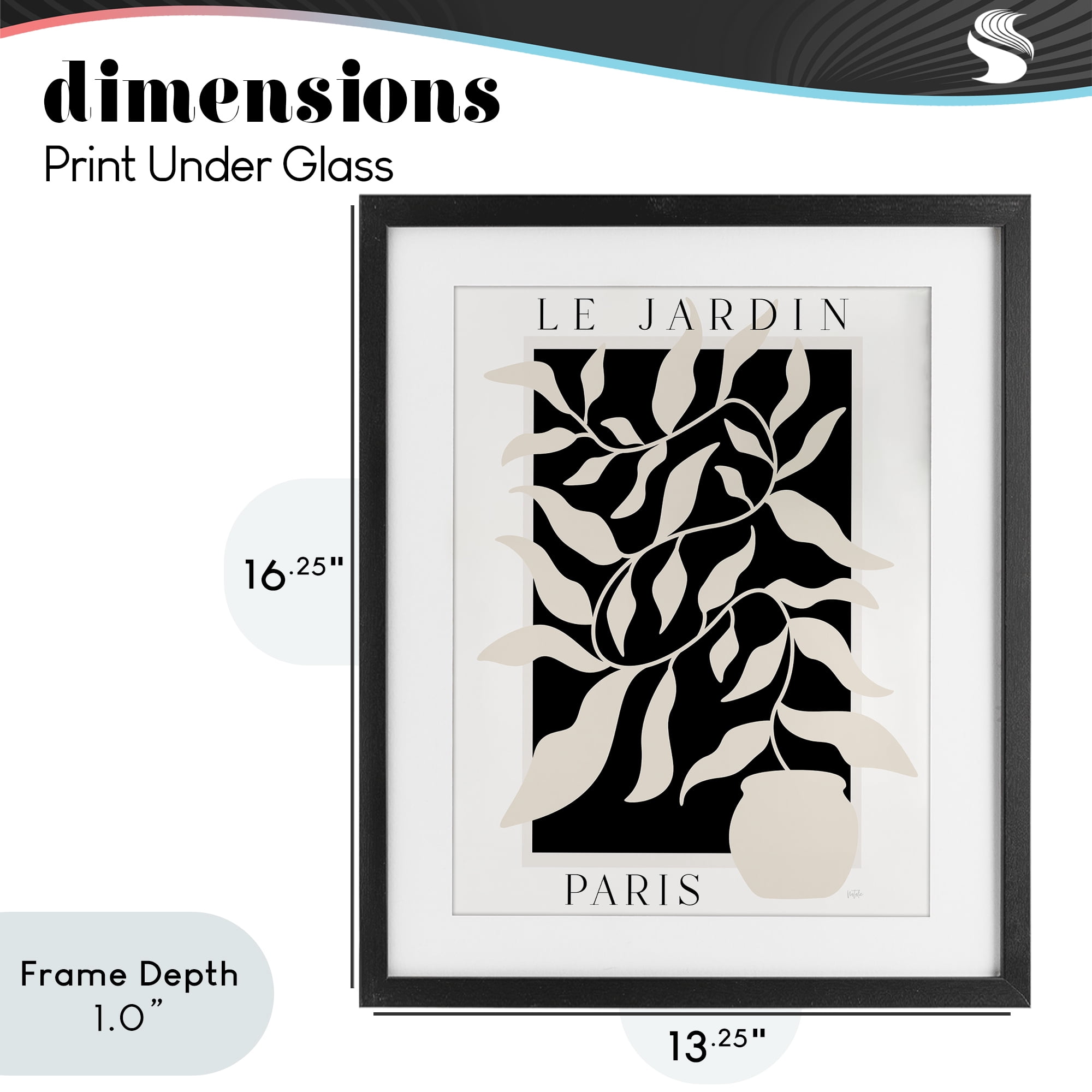 Stupell Industries Le Jardin Paris Botanicals Black Framed Print Under Glass, design by Natalie Carpentieri
