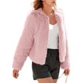 thumbnail image 3 of Abrigos de Invierno para Mujer, Chaqueta Corta de Forro , de Piel Sintética, Larga, Bolsillos, Abrigos Peludos y Cálidos, Ropa de Otoño. Rosa M, 3 of 10