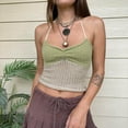 thumbnail image 7 of vigerkar Women Halter Crochet Tops Sleeveless Knit Tank Tops Y2K Summer Crop Camisole Vest Top Green, S, 7 of 7