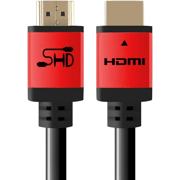 SHD HDMI Cable 30Feet High Speed HDMI Cord 2.0V UHD 18Gbps Support 4K 3D 1080P Ethernet Audio Return CL3 Rated Gold Plated Connectors Black Cable and Red Metal Shell
