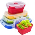 thumbnail image 2 of Silicone Collapsible Food Storage Containers with Lids Foldable Silicone Lunch Box Bento Lunch Box for Kitchen Freezer BPA free YH-644643632634-Pink 1, 2 of 6