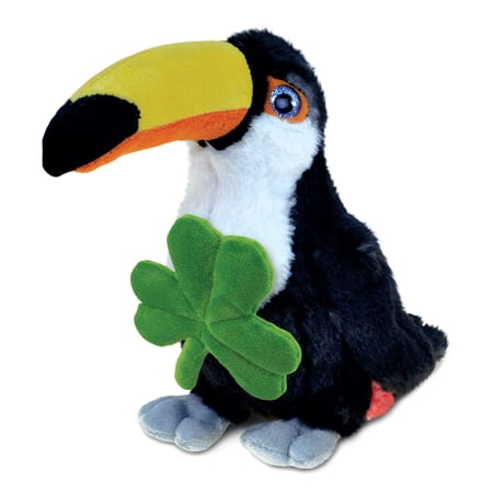 DolliBu Super Soft Toucan Bird Stuffed Animal with Green Plush Shamrock Cute Green Shamrock Plush Fun St Patricks Day Stuffed Animal Toucan Good Luck St Patricks Day Toys for Kids Baby - 8.5 Inch