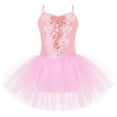 thumbnail image 1 of MSemis Kids Girls Shiny Sequins Ballet Dance Dress Tutu Skirted Leotard Party Costumes Pink 6, 1 of 6