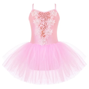 Sxiwei Kids Girls Shiny Ballet Dance Dress Tutu Skirted Leotard Modern Jazz Latin Street Dancing Red 4