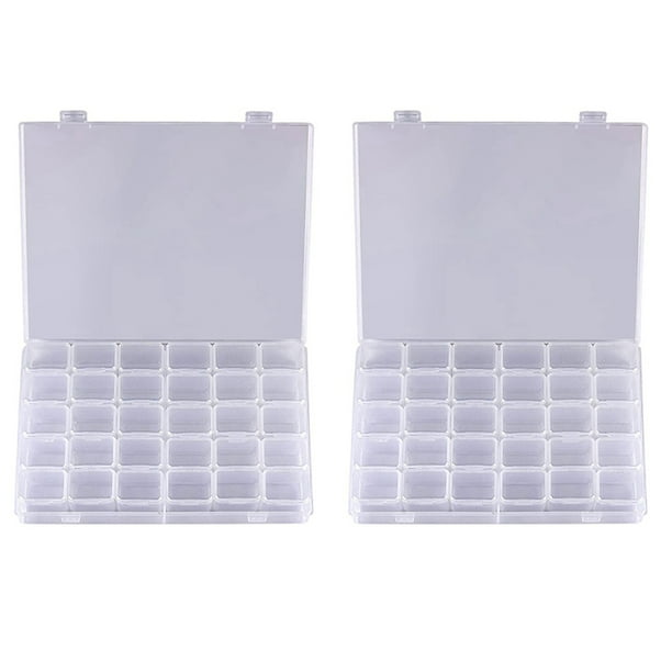 2X Almacenamiento de Pintura de Diamante Grande de 30 Rejillas, Contenedores de Herramientas, Organizador de Cuentas de Plástico, Accesorios de Bordado de Diamantes, Solo Caja