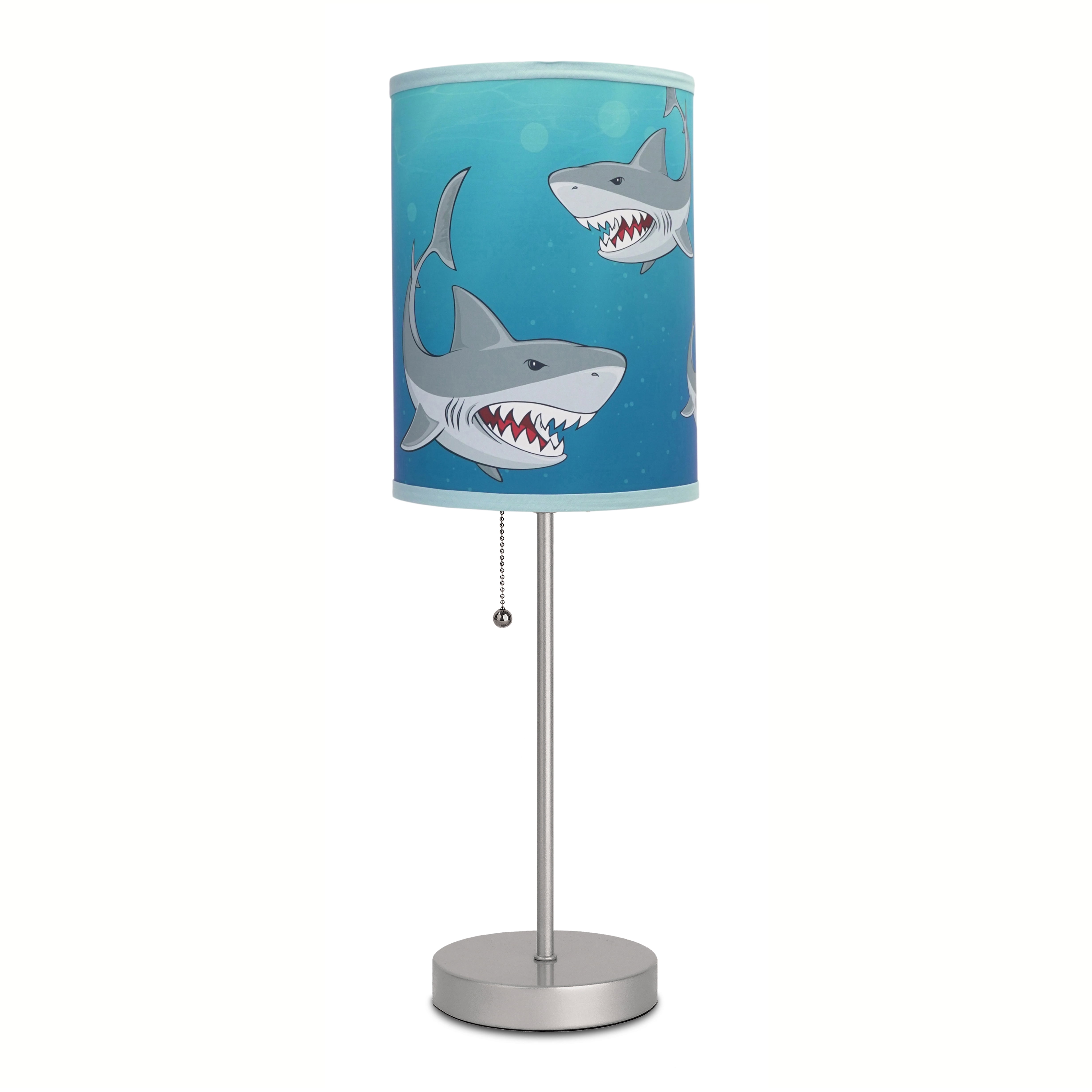 LampInABox Little Boy Little Girl Sharks Ocean Silver Table Lamp for