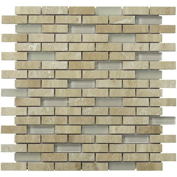 Intrend Tile NS022-D 0.65 x 2 in. Pierre de Travertin Tranquilité Mélange de Mosaïque Linéaire