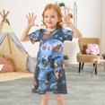 thumbnail image 5 of Blue Skull Orange Butterfly Girls Short Sleeve Dress A Line Sun Protection Breathable Comfort Sundress 2T, 5 of 8