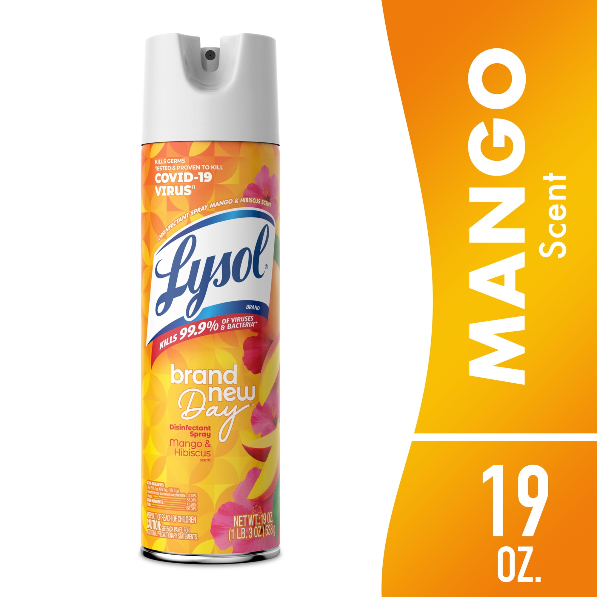 Lysol Brand New Day Disinfectant Spray, Sanitizing and Antibacterial Bathroom Spray, Deodorizer, Mango & Hibiscus, 19 oz