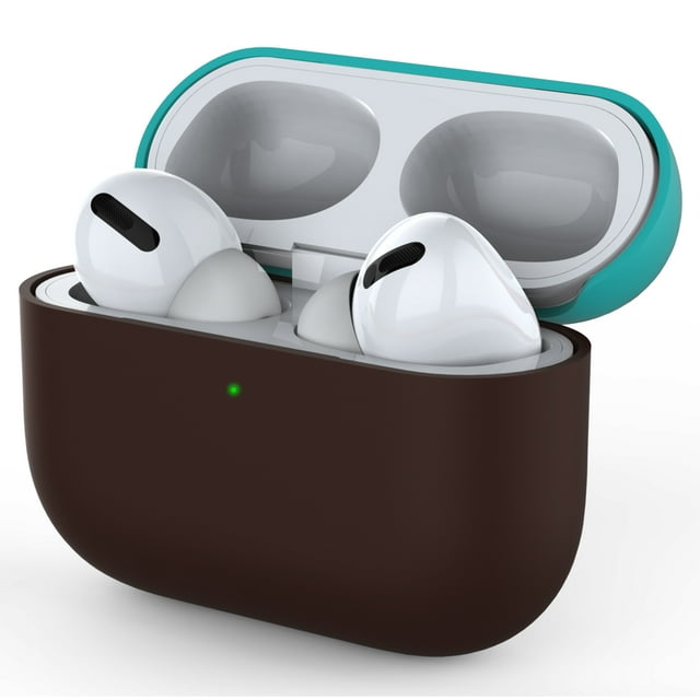 TORUBIA Waterproof Case Cover For AirPods Pro Case Silicone Protective Case Wireless Bluetooth Headset Anti-fall (Green+Brown)