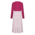 thumbnail image 5 of Vacation Dresses Women's Fall Long Sleeve Maxi Dresses 2024 Casual Crew Neck Flowy a Line Wedding Guest Dress with Pockets S-193 Hot Pink-A S, 5 of 5