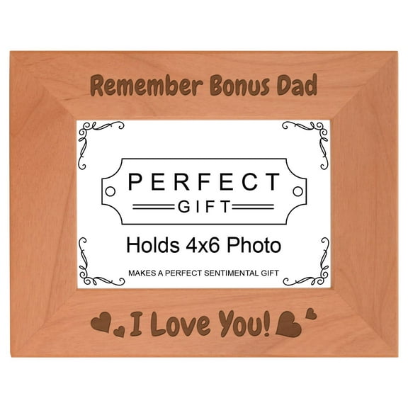 ThisWear Adoptive Dad Gifts for Men Remember Bonus Dad I Love You Wood Laser Engraved Landscape 4x6 Picture Frame