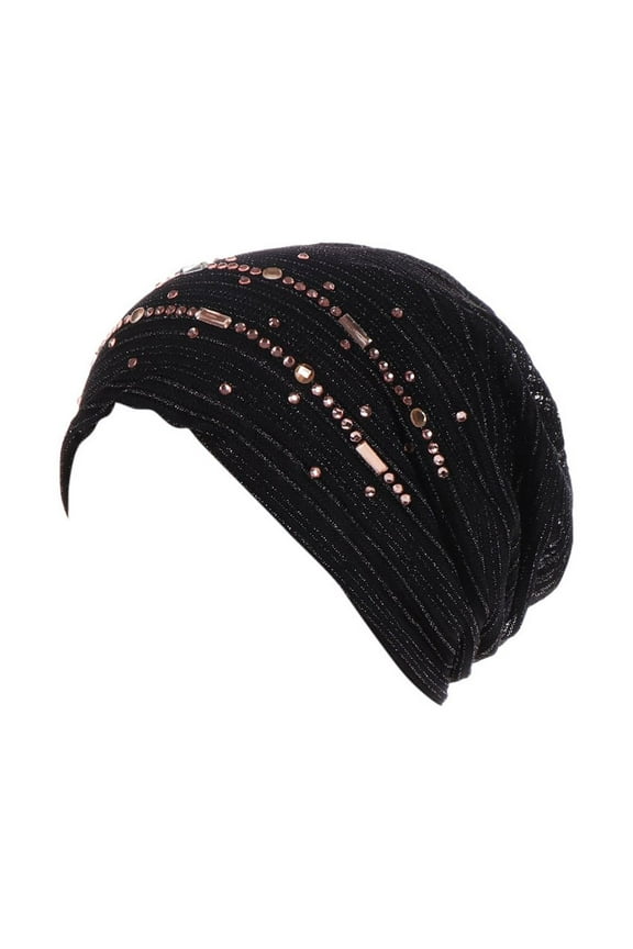 Sun Hat Skull Cap Skull Cap Lightweight Slouchy Beanie for Men Women, Oversize Thin Cotton Skull Cap Chemo Cap Night Sleeping Hat for All Seasons Polyester Black One Size