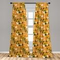 thumbnail image 5 of Ambesonne Hawaii Curtains, Orange Tones Spring Blossom, Pair of 28"x84", Marigold Army Green, 5 of 5