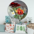 thumbnail image 2 of Designart 'Blossoming Vibrant Red Wildflowers' Traditional Circle Metal Wall Art 29x29 - Disc of 29, 2 of 5